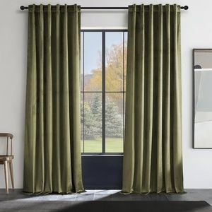 Velvet Blackout Curtains | Olive Green | 2 Panels